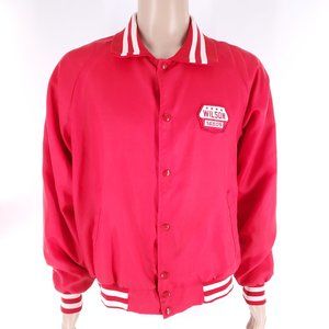 Vintage Upstream Wilson Seeds Men Jacket Red Button Nylon Size L - made in USA